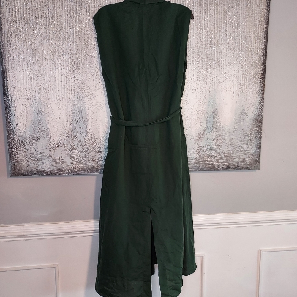 ZARA Belted Midi Linen Blend Dress Sz-XL - Picture 10 of 12